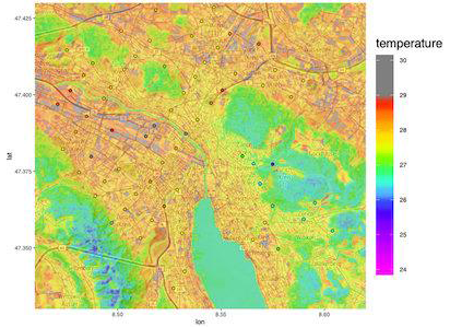 Small-scale temperature map of Basel