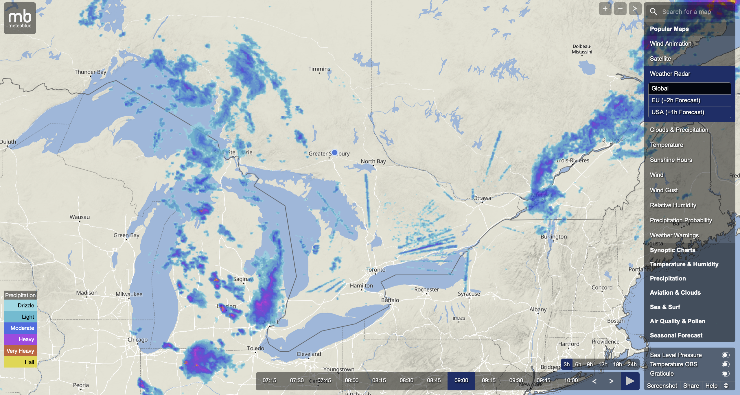 Figure 2: Radar stripes appearing in Weather Radar in Canada.
