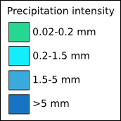 Colour legend of precipitation intensity