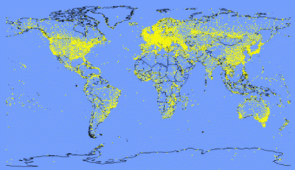 Abbildung 4: Weltweite Verteilung der WMO-Wetterstationen