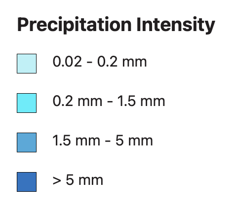 Colour legend of precipitation intensity